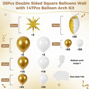 Nhà Máy giáng sinh Vòng hoa vòm Kit trắng và vàng vuông đôi bên lá bóng bay tường trang trí Backdrop cho Đảng trang trí - Product Image 3
