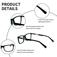Monturas de Gafas Ópticas Unisex Cuadradas, Ligeras y Flexibles con Lentes de PC para Uso Diario, con Logotipo Personalizado al por Mayor