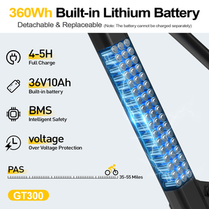 จักรยานไฟฟ้า EU Warehouse Fast GT300 250W 36V 26 นิ้ว ระบบกันสะเทือนหน้า สำหรับผู้ชายและผู้หญิง ใช้สำหรับปั่นบนภูเขาและถนน - Product Image 4