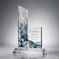 Trophée personnalisé Neelpure W015 en cristal K9, double panneau gravé, récompense rectangulaire, logo imprimé UV, base pour cérémonie d'entreprise, souvenir