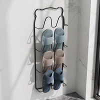 Étagère murale multifonctionnelle pour chaussures d'intérieur, support pour pantoufles de maison, séchoir à chaussures en fer sans perçage pour salle de bain