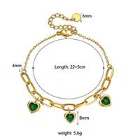 Bracelet en acier inoxydable plaqué or 18 carats, bijoux imperméables, romantique, zircon en forme de cœur 5A, bracelet en acier inoxydable pour femmes