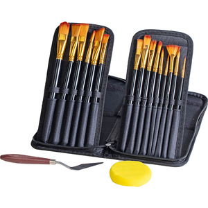 Ensemble de pinceaux en nylon acrylique 15 pièces avec manche en bois noir pour aquarelle <span class=keywords><strong>gouache</strong></span> à l'huile autres peintures avec différents modèles - Product Image 3