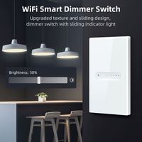 Interrupteur intelligent tactile de luxe Wi-Fi US avec variateur de lumière, compatible Alexa Google Home, contrôle vocal, étanche, courant max. 16A, PC intelligent