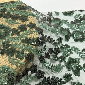 Tessuto in Pizzo Verde Smeraldo con Perline, Lussuoso Ricamo con Perline e Paillettes, Tessuto in Pizzo Francese per Abiti da Sposa e Abiti Africani da Donna - Product Image 2