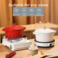 Casserole à induction à double anse, design Japandi, en alliage d'aluminium antiadhésif, avec couvercle, pour soupes et bouillons, idéale pour les restaurants