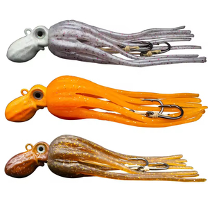 Leurre souple en forme de jupe de poulpe lourd de 100g-450g avec tête plombée et hameçon, pour la pêche au calamar en eau salée, en haute mer, en eaux profondes, pour la pêche au gros gibier - Product Image 1