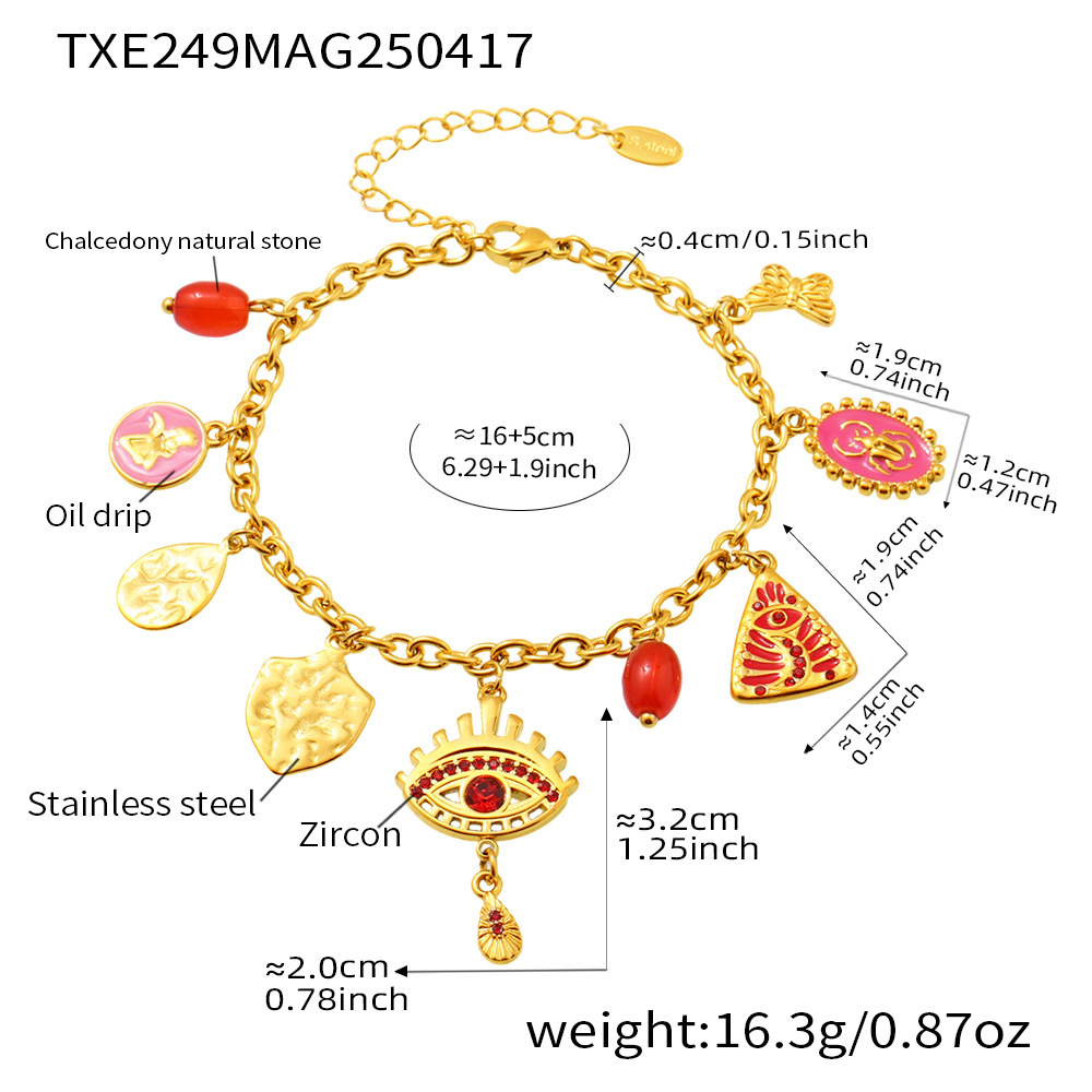 Bracelet Txe249-or zircon rouge-16+5cm