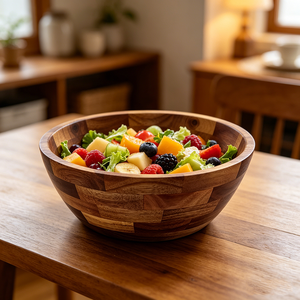 Tazón grande de madera de acacia de 12 "para mezclar frutas, ensalada, cereales, pasta en copos de maíz - Product Image 3