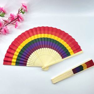 21 cm Rainbow Women's Bamboo Hand Fan for Weddings and Parties - Product Image 2
