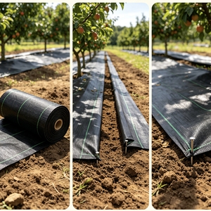 Tapis anti-mauvaises herbes en rouleau géant de qualité commerciale 100 g/m² pour sous-couche de copeaux de bois, contrôle de l'érosion des allées et exportation - Product Image 6
