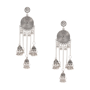 Boucles d'oreilles pendantes vintage papillon bohème en alliage plaqué argent antique, bijoux de fête pour femmes HY-7736 - Product Image 5