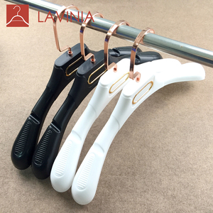 New adult black and white plastic non-slip hanger pants rack with golden hook
