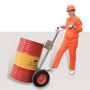 Oil Drum <b>Trolley</b> 2 <b>Wheels</b> Steel Industrial Push Cart For Warehouse And Workshop Use - Product Image 2