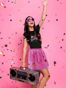 Trang phục thập niên 80 dành cho nữ Áo thun Váy tutu kèm phụ kiện Bộ trang phục thập niên 80 dành cho bữa tiệc theo chủ đề cổ điển - Product Image 3