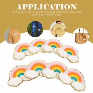 Custom Eco-Friendly DIY Self Adhesion Press-On Rainbow Pattern Clothing Repairing Sequin Embroidered Chenille Garment Embroidery - Product Image 2