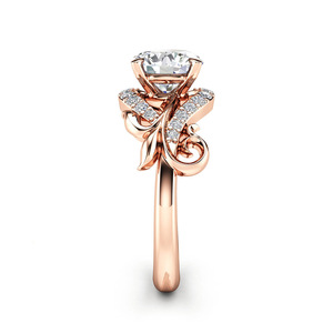 Bague en zircon style vigne pour femme, élégante, en or rose, bijou de doigt tendance - Product Image 5