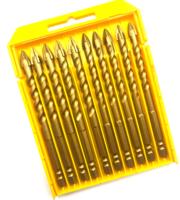 Jeu de forets à maçonnerie Apextech APT-24 de 6 mm, pointe en carbure simple, 4 arêtes de coupe, tête en croix pour carrelage céramique, longueur totale de 152,4 mm