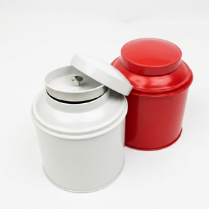 Custom Round Double Lid Food Grade Tin <b>Box</b> With Inner Press Lid, Solid Color Metal Tin For <b>Tea</b> Coffee Dry Food Storage - Product Image 4