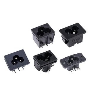 Conector de Entrada de Corriente CA IEC 60320 C6, Conector Tipo Mickey Mouse/Trébol para Montaje en Panel, 2.5A 250V~ 3 Pines - Product Image 1