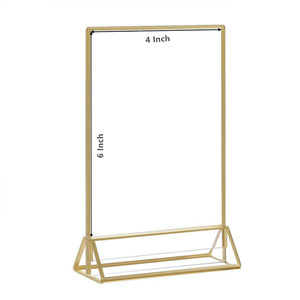 Porta Letreros Acrílico Transparente con Borde Dorado de 4x6, Soporte para Tarjetas de Mesa, Marco Dorado para Fotos, Números de Mesa, Menús, Decoración de Bodas y Hogar - Product Image 3