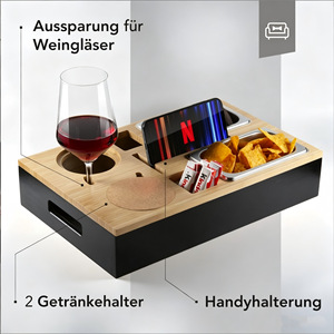 Couchbutler Snack Tray With Drink Holders And Remote Slot For Living Room Use - Product Image 3
