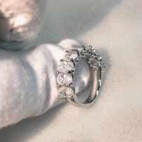 Bague semi-éternelle minimaliste en argent sterling 925 avec moissanite VVS taille ovale, idéale pour un cadeau d'anniversaire, passe le test du diamant