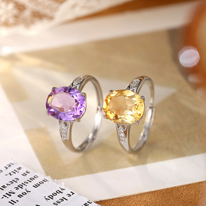 8 High Quality Large 9*11mm Oval Cut Amethyst Crystal <b>Rings</b> Natural <b>Stone</b> 925 <b>Silver</b> Womens Party Wear Jewelry - Product Image 2