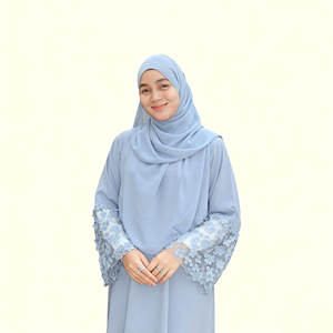 فستان ماكسي إسلامي فاخر مصنوع حسب الطلب من الشيفون بأكمام فضفاضة على الطراز الأسترالي والدبي التقليدي مع غطاء رأس للنساء - Product Image 6