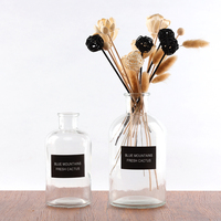 Récipient en verre ambré personnalisé de 200ml 500ml bouteille ronde de diffuseur de roseau d'arôme extra large ventre avec emballage de boîte d'accessoires