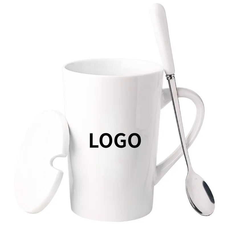 Creative Personality Alphabet Ceramics Mark Cup with Cover Spoon Couple's Customizable Logo Coffee Milk Mug
