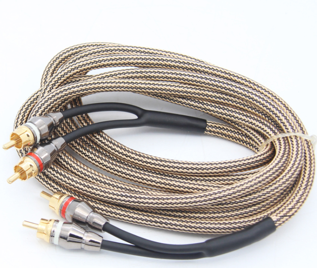 Premium Gold-Plated 2RCA to 2RCA Audio Cable , HiFi Speaker Cable , Nylon Braided OFC 2RCA Speaker Wire