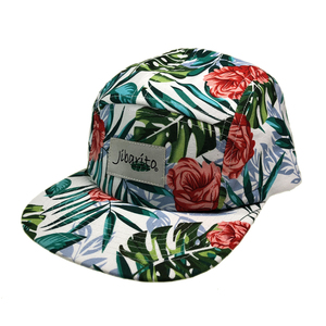 Chapeaux de baseball unisexes à bord plat en polyester imprimé de <span class=keywords><strong>fleurs</strong></span> vintage à 5 panneaux Casquette de camp personnalisée avec vos personnages brodés <span class=keywords><strong>d</strong></span>'étiquette - Product Image 3