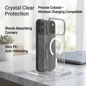 Étui de protection magnétique transparent en TPU pour 17 Pro Max/16/15, ne jaunit pas, accessoires de téléphone portable pressés à chaud - Product Image 5