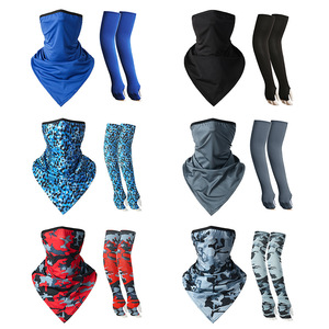 Summer Outdoor Ice Silk Triangular Scarf Sun Protection Sleeve Set Quick Dry Fingerless Extended Sleeve Women Adult - Product Image 3