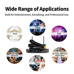 Reporter <span class=keywords><strong>Tiktok</strong></span> Système de son portable professionnel sans fil à suppression de bruit Press to Talk avec 2 microphones dynamiques à main - Product Image 6