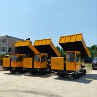 Camion benne sur chenilles en caoutchouc de 6 tonnes, conception à chenilles larges, levage hydraulique de conteneurs, hauteur de levage maximale de 2 m, camion benne tout-terrain