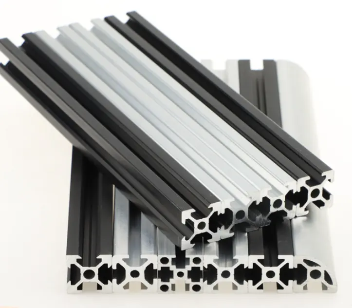 T V Slot 2020 2040 2060 Grosir V-slot Bars Profil Aluminium Ekstrusi Hitam