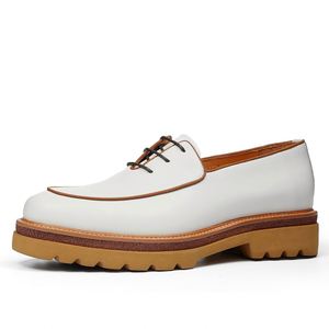 White Classic Oxford Dress <b>Shoes</b> Men Round Toe Genuine Leather Lace-up <b>Height</b> <b>Increasing</b> Wedding Business Casual All Seasons - Product Image 5