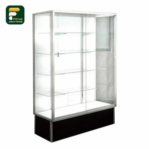 Elegant <b>Glass</b> Display Showcase Black Base Multiple <b>Shelves</b> Perfect for Jewelry and Retail Exhibits - Product Image 4