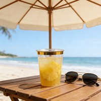 Gobelets jetables en PS de 10 oz avec bord doré, transparents, résistants, élégants, pour fêtes, mariages, traiteurs, événements, Wuxitopteam