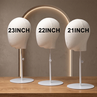 Tête de Mannequin Multi-Tailles pour Perruques avec Base Réglable, Tête d'Affichage Épinglable pour Magasin de Perruques, Salon, Photographie, Kasha Unisexe