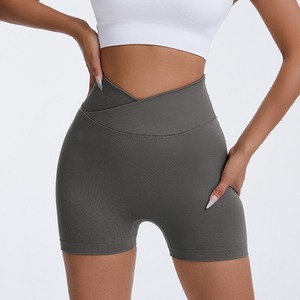Pantalones cortos de yoga elásticos de cintura alta Cross-Back Peach Lift Buttocks Seamless Fitness Running Sports Leggings-para Europa Estados Unidos - Product Image 5