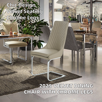 Chaise de salle à manger en tissu velours, hauteur réglable, cadre en métal, pieds chromés, nettoyage facile, design moderne, maison, appartement, hôtel, salon