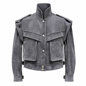 Giacca in <span class=keywords><strong>Vera</strong></span> <span class=keywords><strong>Pelle</strong></span> di Pecora di Alta Qualità, Lussuosa Giacca in <span class=keywords><strong>Pelle</strong></span> Genuina Personalizzata per Donne Motocicliste - Product Image 6