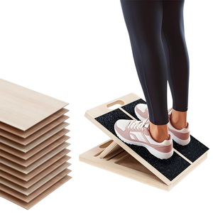 Planche inclinée en bois pliable pour étirements des mollets, équipement de fitness à domicile, noir - Product Image 2