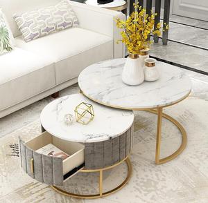 Nordic light luxury marble round combination of modern simple small living room household table 2pcs tier piece coffee table