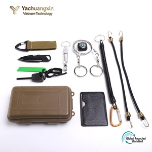 Kit de survie Yachuangxin avec boussole, sifflet, couteau et mousqueton, accessoire portable pour l'extérieur, étui noir - Product Image 3
