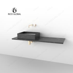 Lavabo de Baño Moderno Suspendido en la Pared, Encimera de Piedra Natural y Terrazo, Lavabo con Encimera de Estilo Moderno Hecho a Mano - Product Image 3