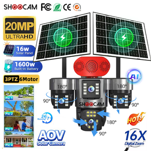 Caméra <span class=keywords><strong>solaire</strong></span> 4G SIM ShooCam Real 4Lens 4screen 20MP avec vision nocturne couleur, panoramique 360°, 3 PTZ, audio bidirectionnel, IP66 - Product Image 1